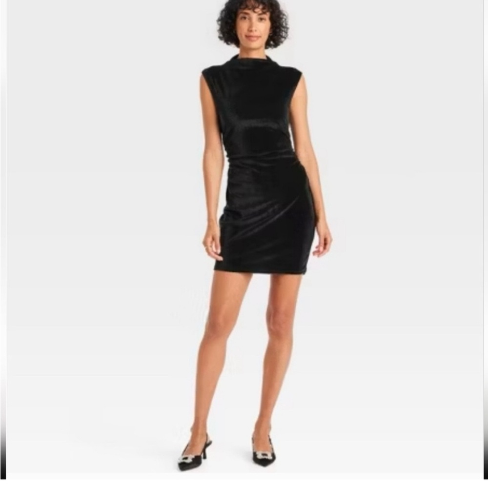 NWT Black Velvet Sleeveless Mini Dress - A New Day